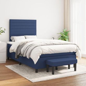 vidaXL Cama Box Spring Con Colch&oacute;n Tela Azul 120x200 Cm Vidaxl
