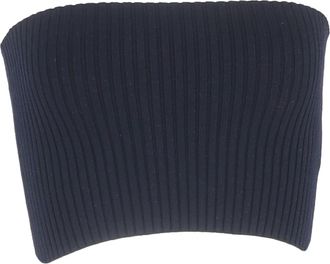 Chlo&eacute; Chlo&eacute; ribgebreide tube top in marineblauwe wol