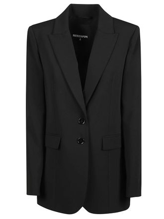 Patrizia Pepe Single-Breasted Tailored Jacket with Classic Notched Lapel