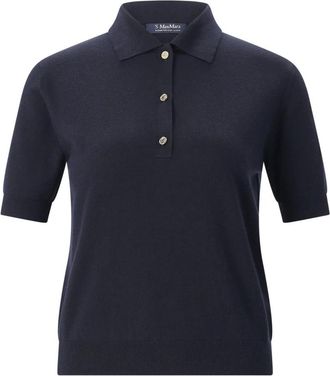 Max Mara Polo trui van katoen- zijde en kasjmier - Dames - Polos - Blauw - S - Katoen - Tops