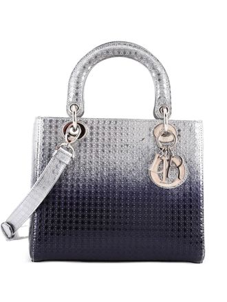 Dior Lady Dior Bag Micro Cannage Ombre Metallic Calfskin Medium satchel - Blu