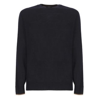 PESERICO Jersey de Lana Azul con Cuello Redondo - Knitwear - Hombre - Azul - 2XL
