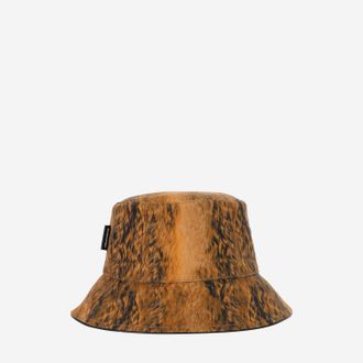 Burberry Womens Bucket Hat Fur Print Brown Cotton