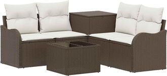 vidaXL Juego De Sof&aacute; 6 Uds. Marr&oacute;n Y Crema Blanca Vidaxl