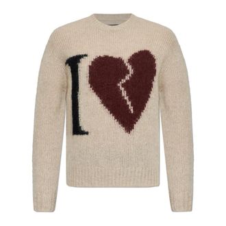 AllSaints Round-neck Knitwear, male, Beige, Size: XS Lover Knitted Oversized Sweater