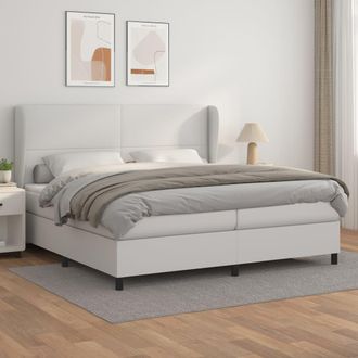 vidaXL Cama Box Spring Con Colch&oacute;n Cuero Sint&eacute;tico Blanco 200x200 Cm Vidaxl
