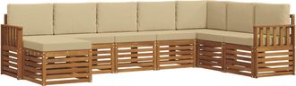 vidaXL Conjunto De Sof&aacute;s De Exterior 8 Uds. Natural Y Beige Vidaxl