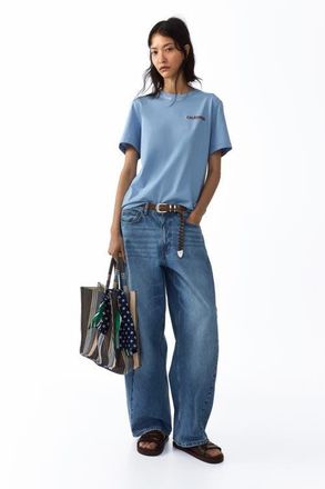 H&M Printed t-shirt in Light Dusty Blue/california at Nordstrom, Size X-Small
