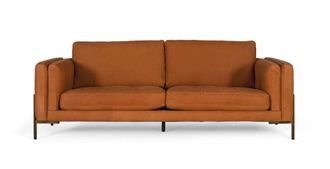Giner&Colomer Sof&aacute; tapizado en piel estilo vintage y patas de metal 5 plazas