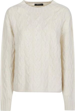 Aragona Trui met ronde hals - Dames - Truien - Wit - Maat: 2XS