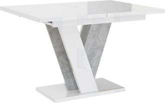 Mirjan24 Mobilier1 - Mesa Goodyear 125, Blanco Brillante + Gris, 75x90x120cm, Alargamiento, Aglomerado Laminado