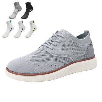 Generic Mens Business Casual Shoes Lace up Oxfords Sneakers Comfortable Mesh Dress Walking Shoes, Lightweight Breathable Soft Sole (Gray,11.5)