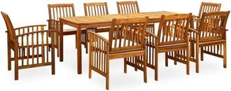 vidaXL Set Comedor De Jard&iacute;n 9 Pzas Y Cojines Madera Maciza De Acacia Vidaxl