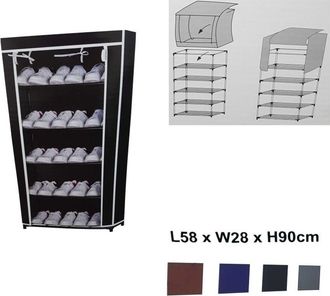 Trade Shop Trade Shop - Zapatero 5 Estantes Ahorro De Espacio Guardapolvo 58x28x90cm Organizador