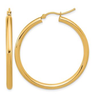 Diamond2Deal 14k Gold Polished 3mm Polished Hoop Earrings