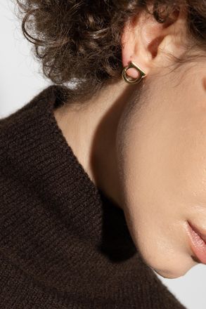 Ferragamo Logo-shaped Earrings, Womens, Gold
