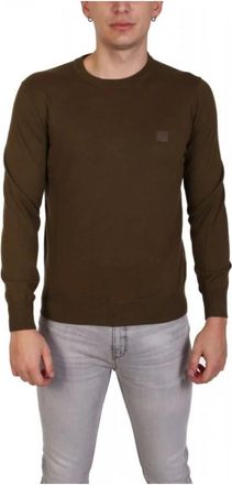 HUGO BOSS Kanovano Pullover - Heren - Ronde hals truien - Groen - L - Katoen - Truien & Vesten