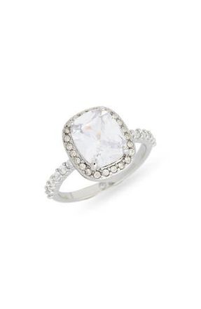 Nordstrom Rack Cushion Cut Cubic Zirconia Halo Ring in Clear- Silver at Nordstrom Rack, Size 8