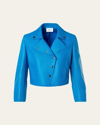 Akris Perforated Leather Crop Moto Jacket