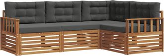 vidaXL Conjunto De Sof&aacute;s De Exterior 4 Uds. Natural Y Antracita Vidaxl