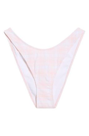 PacSun Eden Plaid High Cut Bikini Bottoms in Pink/White at Nordstrom, Size X-Small