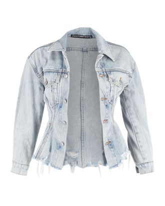 Alexander Wang Alexander Wang Gestructureerde Denim Jas in Lichtblauwe Katoen
