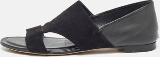 Tod's Tods Black Suede And Leather Flat Sandals