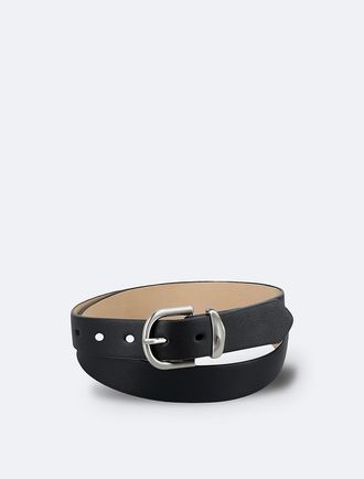 Calvin Klein Womens Leather Buckle Belt - Black - XS