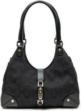Gucci Pre-owned Womens Nailhead Jackie Bardot Shoulder Bag - Black - One Size