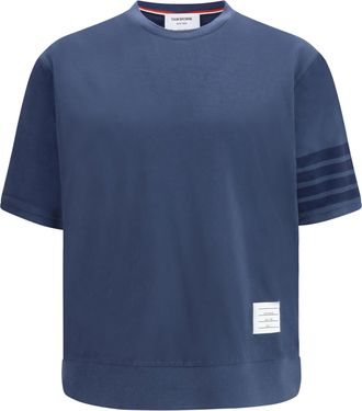 Thom Browne Mens Cotton T-Shirt 4-Bar Navy T-Shirts And Polos