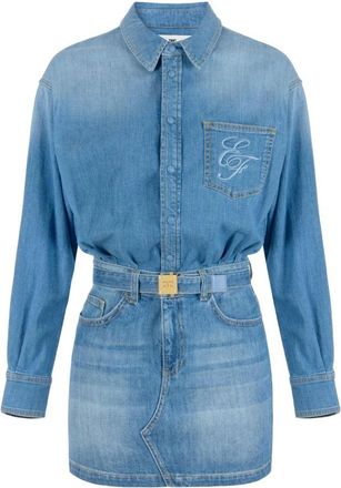 Elisabetta Franchi Dames, Jurken, Blauw, Maat: L Denim