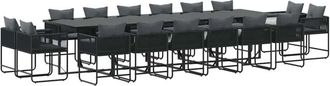 vidaXL Conjunto De Comedor De Jard&iacute;n 17 Pcs Negro Acero Vidaxl