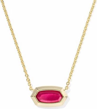 Kendra Scott Elisa Bezel Short Pendant Necklace In Gold Carmine Red Illusion