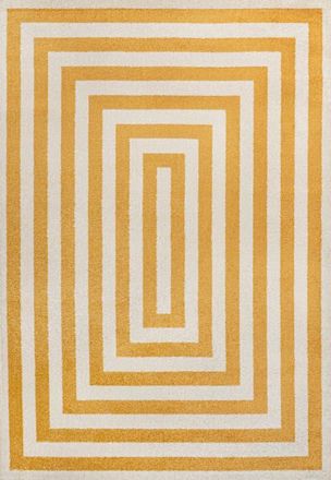 Jonathan Y Designs Bandol Modern Classic Mitre Stripe Area Rug in Yellow/ivory at Nordstrom, Size 5Ft 0In X 8Ft 0In