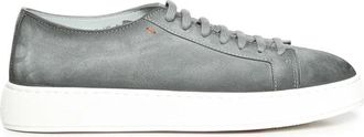 Santoni Barta Sneaker - Heren - Sneakers - Grijs - 42 1/2 EU - Leer - Schoenen