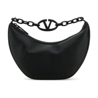 Valentino Garavani Shoulder Bags, female, Black, Size: ONE SIZE Small VLogo Moon Hobo Bag