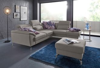 Sit&more Ecksofa »Percy L-Form« 12 cm Fusshöhe, Sitztiefenverstellung, wahlweise in 2 Fussfarben
