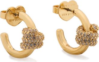 Kate Spade New York pavé knot hoop earrings in Clear/Gold. at Nordstrom