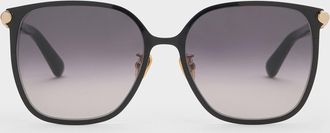 Charles & Keith Ophelia Metallic-Accent Square Sunglasses