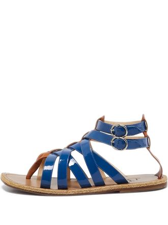 Christian Louboutin patent leather gladiator flat sandals - Blue