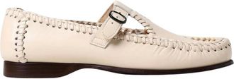 Hereu Flats, female, Beige, Size: 11 US Braided Leather Loafers