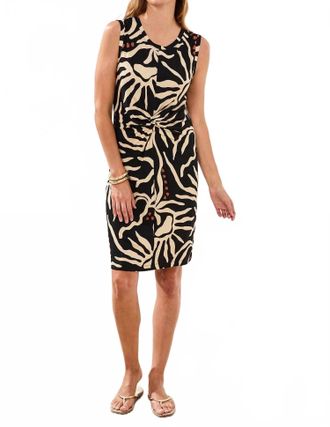 Tribal Jersey Front Knot Dress In Chestnut