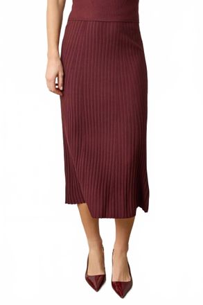 Lilla P Straight Rib Skirt In Dark Cherry