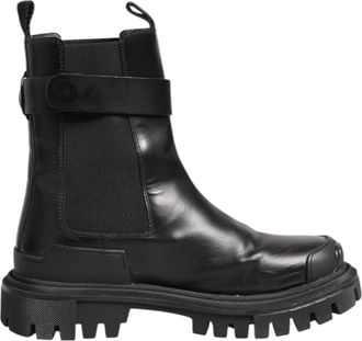 Dolce & Gabbana Black Gold DG Logo Trekking Calf Boots Womens Shoes (Pre-Owned)