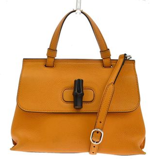 Gucci Bamboo Daily Top Handle Leather Orange Leather Handbag (Pre-Owned)