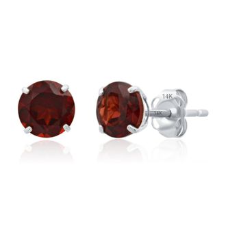 MAX + STONE 14k Yellow or White Gold 6mm Round Solitaire Gemstone Stud Earrings