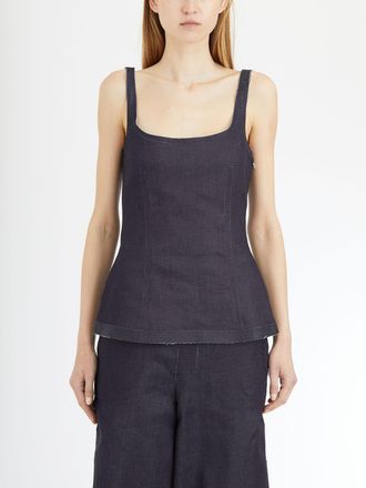 Marni Womens Denim Shaped Top - Dark Blue Cotton - Size EU 36 (Womens)