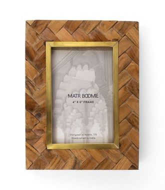 Matr Boomie Basu Picture Frame - Carved Wood, Brass Inlay in Natural Wood - 5X7 at Nordstrom, Size 5Ft 0In X 7Ft 0In