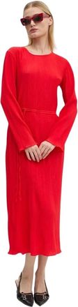 Never Fully Dressed Midi jurk met lange mouwen - Dames - Casual kleedjes - Rood - XS - Polyester - Kleedjes