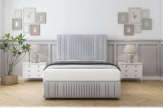 Comfort Beds The Foxy Naples Divan Set 4 Drawers-26 Headboard-Footboard in Silver | Size: Super King
